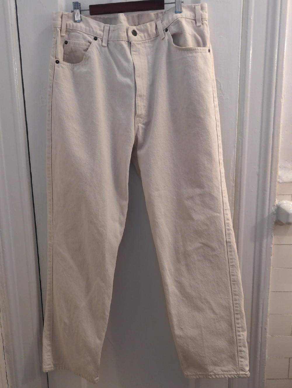 Men's Levi's  Cream White Jeans.  Vintage, W38, L30, 100% Cotton,  5 Pocket